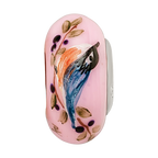 Ster.Silver Reflections Pink Hand Painted Nuthatch Fenton Glass Bead