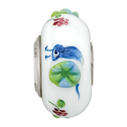 Ster.Silver Reflections Hand Painted Snails & Grapes Fenton Glass Bead