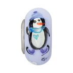 Sterling Silver Blue Hand Painted Penguins Fenton Glass Bead