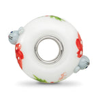 Ster.Silver Reflections Hand Painted Christmas Mouse Fenton Glass Bead