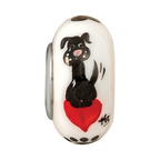 Ster.Silver Reflections Hand Painted Muttley Dog Fenton Glass Bead
