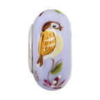 Ster.Silver Reflections Hand Painted Sparrow Fenton Glass Bead