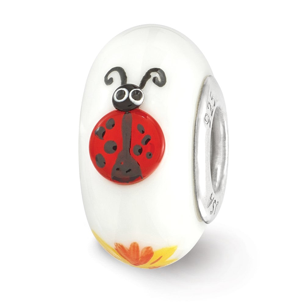 Ster.Silver Reflections Hand Painted Alpha Sigma Alpha Fenton Glass Bead
