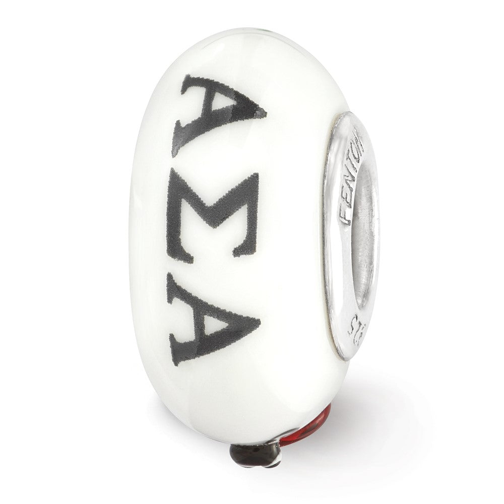 Ster.Silver Reflections Hand Painted Alpha Sigma Alpha Fenton Glass Bead