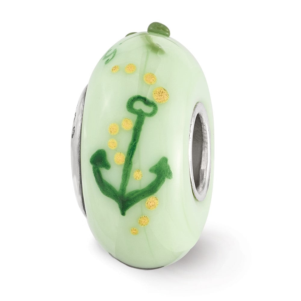 Ster.Silver Reflections Hand Painted Alpha Sigma Tau Fenton Glass Bead