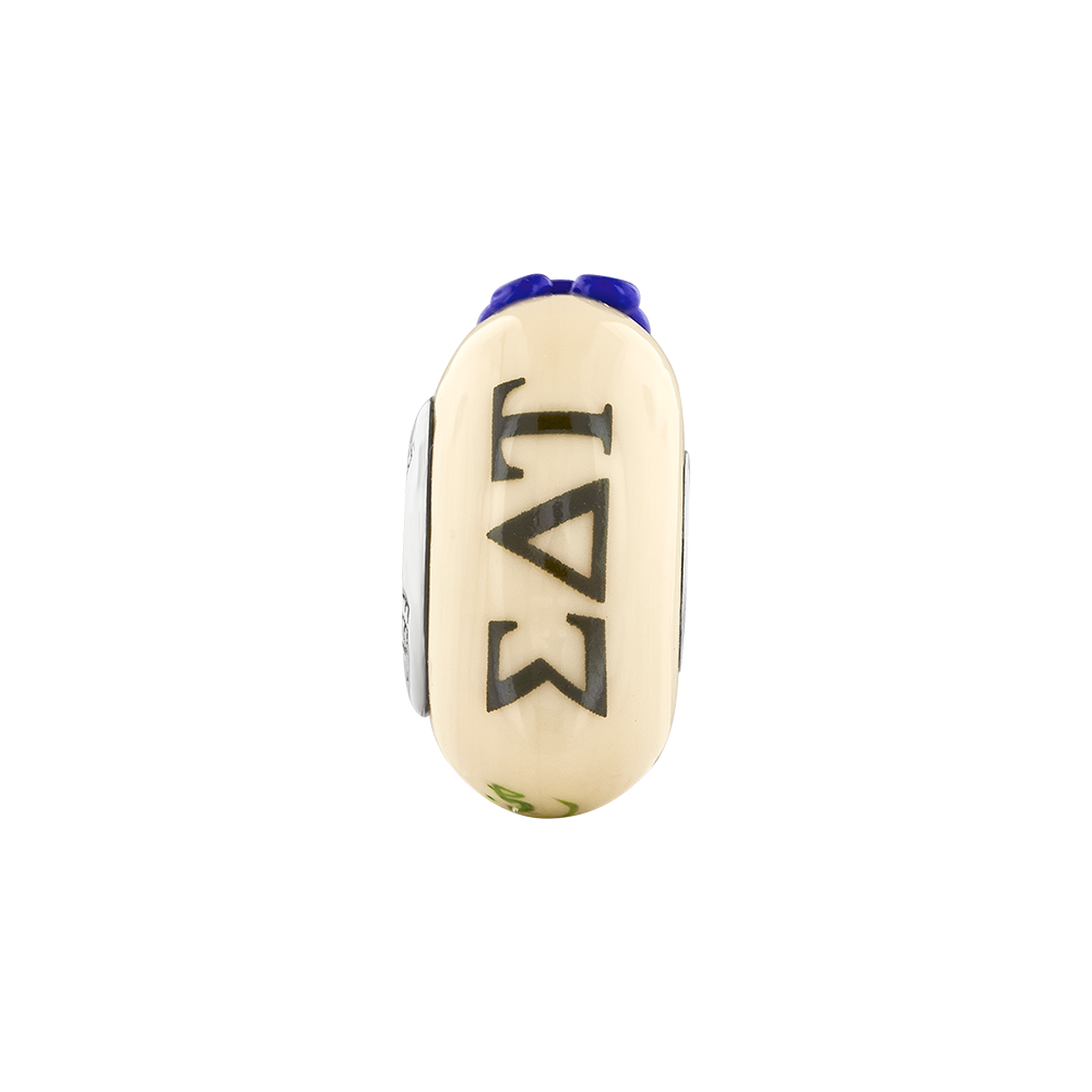 Ster.Silver Reflections Hand Painted Sigma Delta Tau Fenton Glass Bead