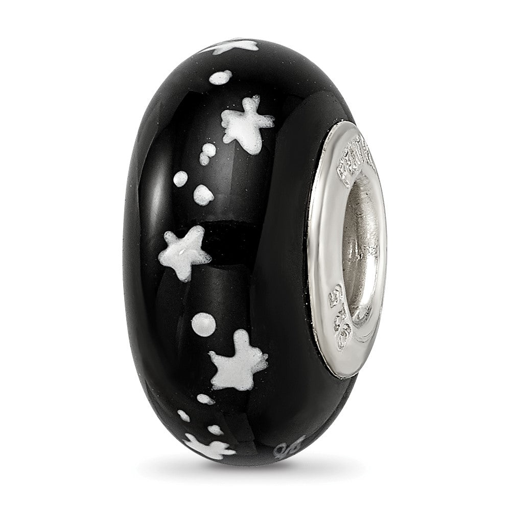 Sterling Silver Reflections Black Snowman Frosty Nights Fenton Glass Bead
