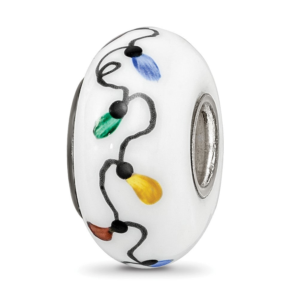 Sterling Silver Reflections White Rudy Reindeer w/lights Fenton Glass Bead