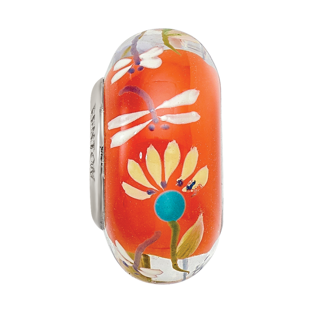 Sterling Silver Reflections Dragonfly Love Fenton Glass Bead