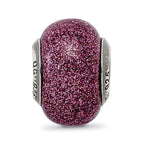 Sterling Silver Reflections Pink Glitter Italian Glass Bead