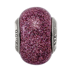 Sterling Silver Reflections Pink Glitter Italian Glass Bead