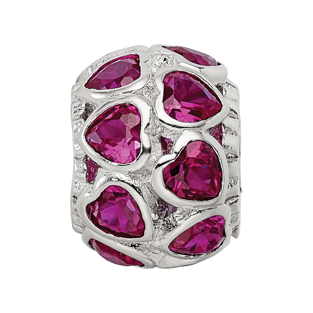 Sterling Silver Reflections Polished Red Heart CZ Bead