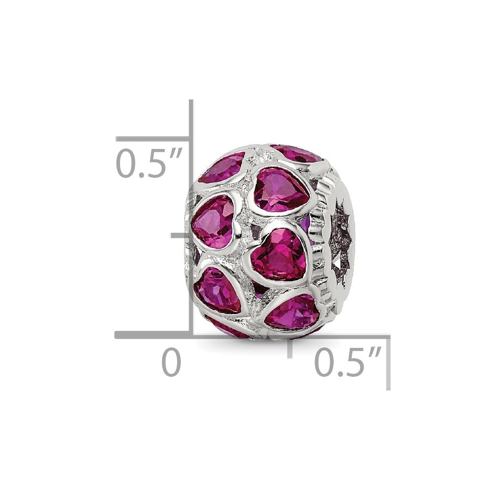 Sterling Silver Reflections Polished Red Heart CZ Bead