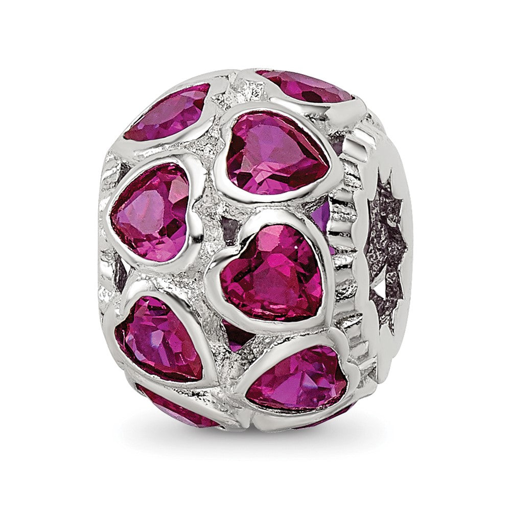 Sterling Silver Reflections Polished Red Heart CZ Bead