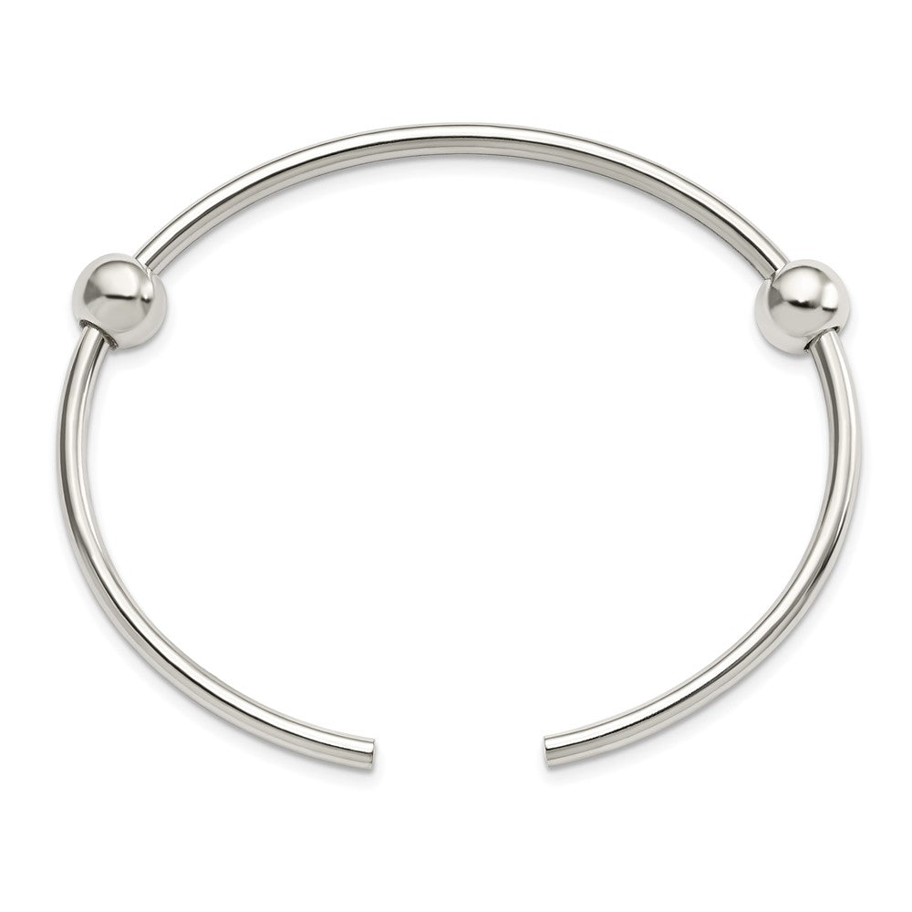 Sterling Silver Reflections Polished Includes 2 Stopper Beads Bangle