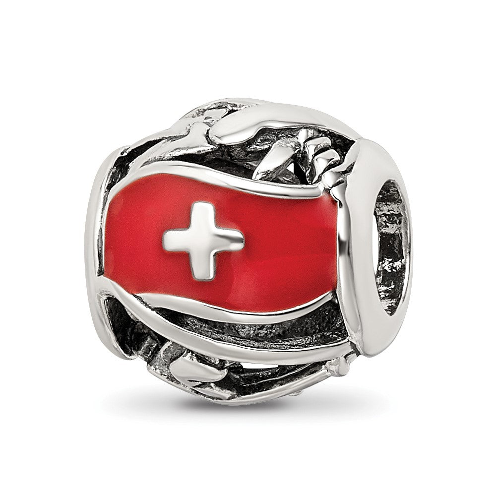 Sterling Silver Reflections Enameled Switzerland Theme Bead