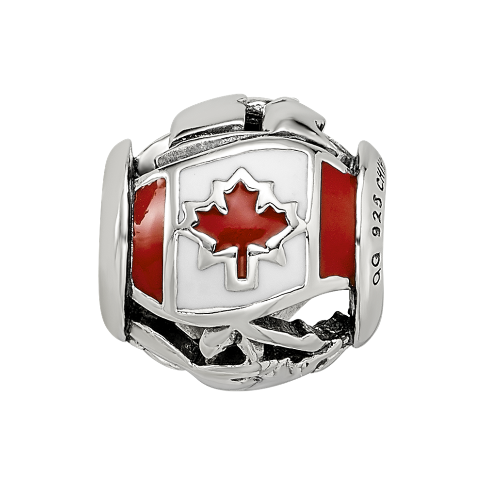 Sterling Silver Reflections Enameled Canada Theme Bead