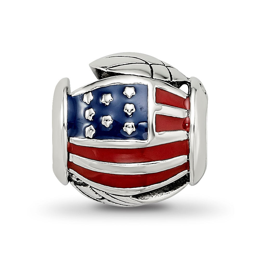 Sterling Silver Reflections Enameled USA Theme Bead