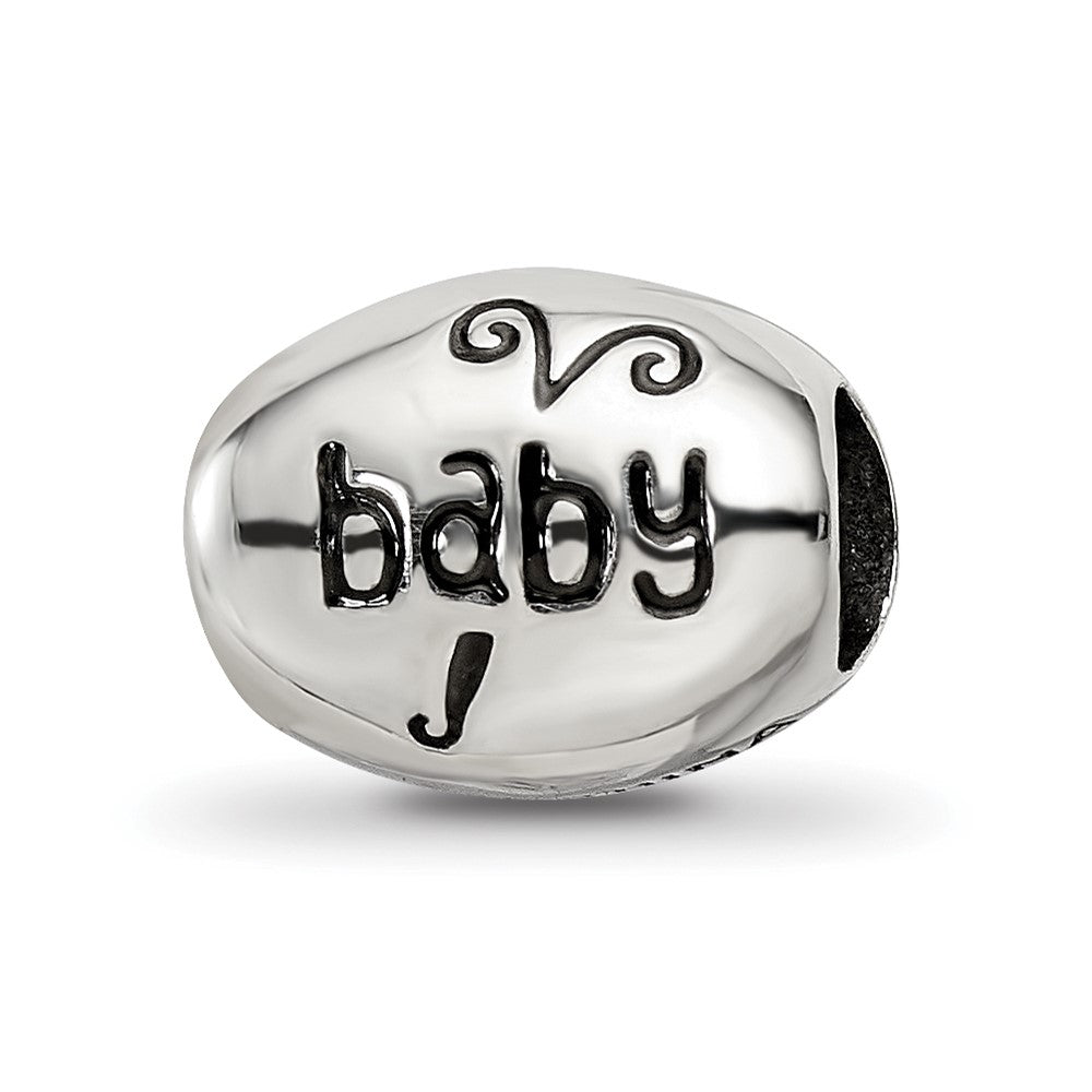 Sterling Silver Reflections Antiqued Baby Feet Butterfly Bead