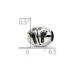 Sterling Silver Reflections Antiqued Baby Feet Butterfly Bead