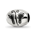 Sterling Silver Reflections Antiqued Baby Feet Butterfly Bead