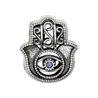 Sterling Silver Reflections Antiqued Blue Crystal Hamsa/Chamseh Bead