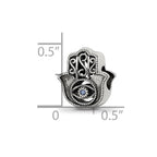 Sterling Silver Reflections Antiqued Blue Crystal Hamsa/Chamseh Bead