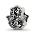 Sterling Silver Reflections Antiqued Blue Crystal Hamsa/Chamseh Bead