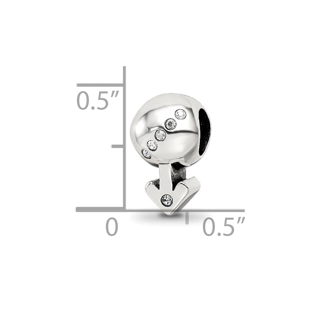 Sterling Silver Reflections Crystals Boy Symbol Bead