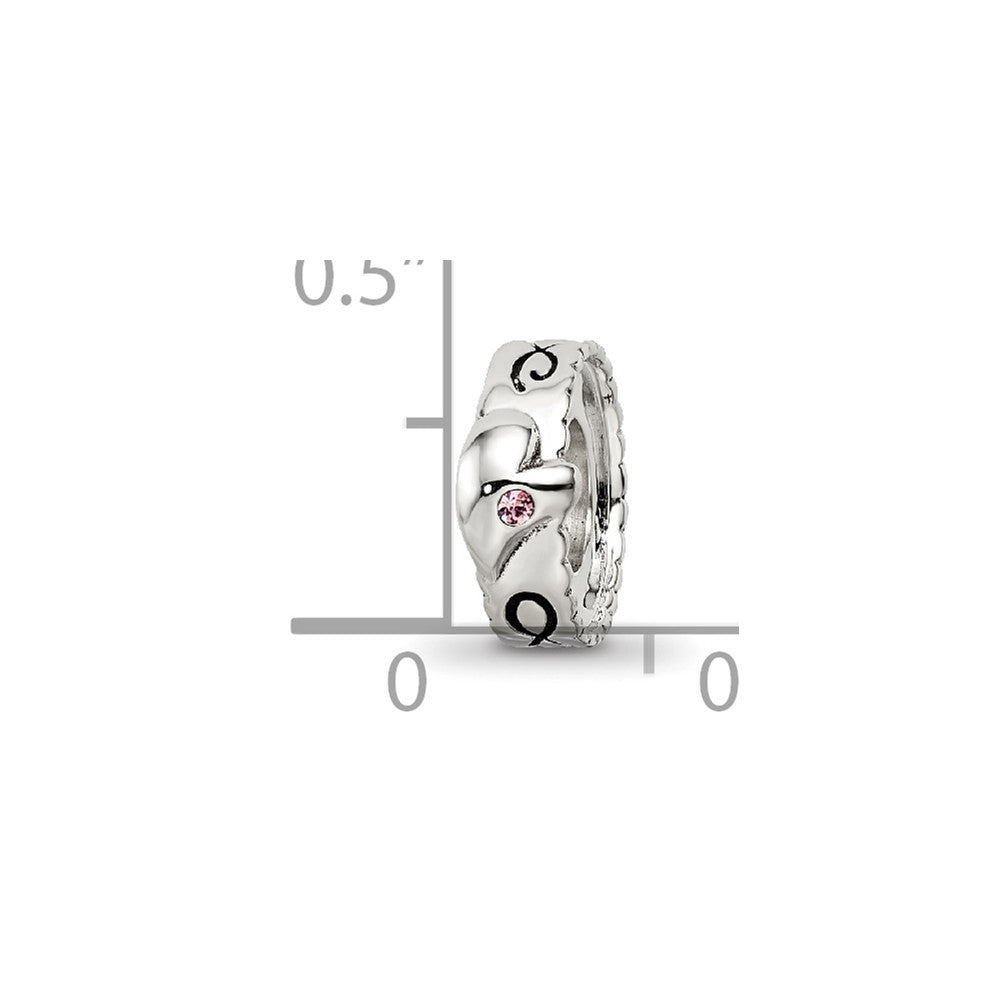 Sterling Silver Reflections Pink Crystal Heart Infinity Spacer Bead