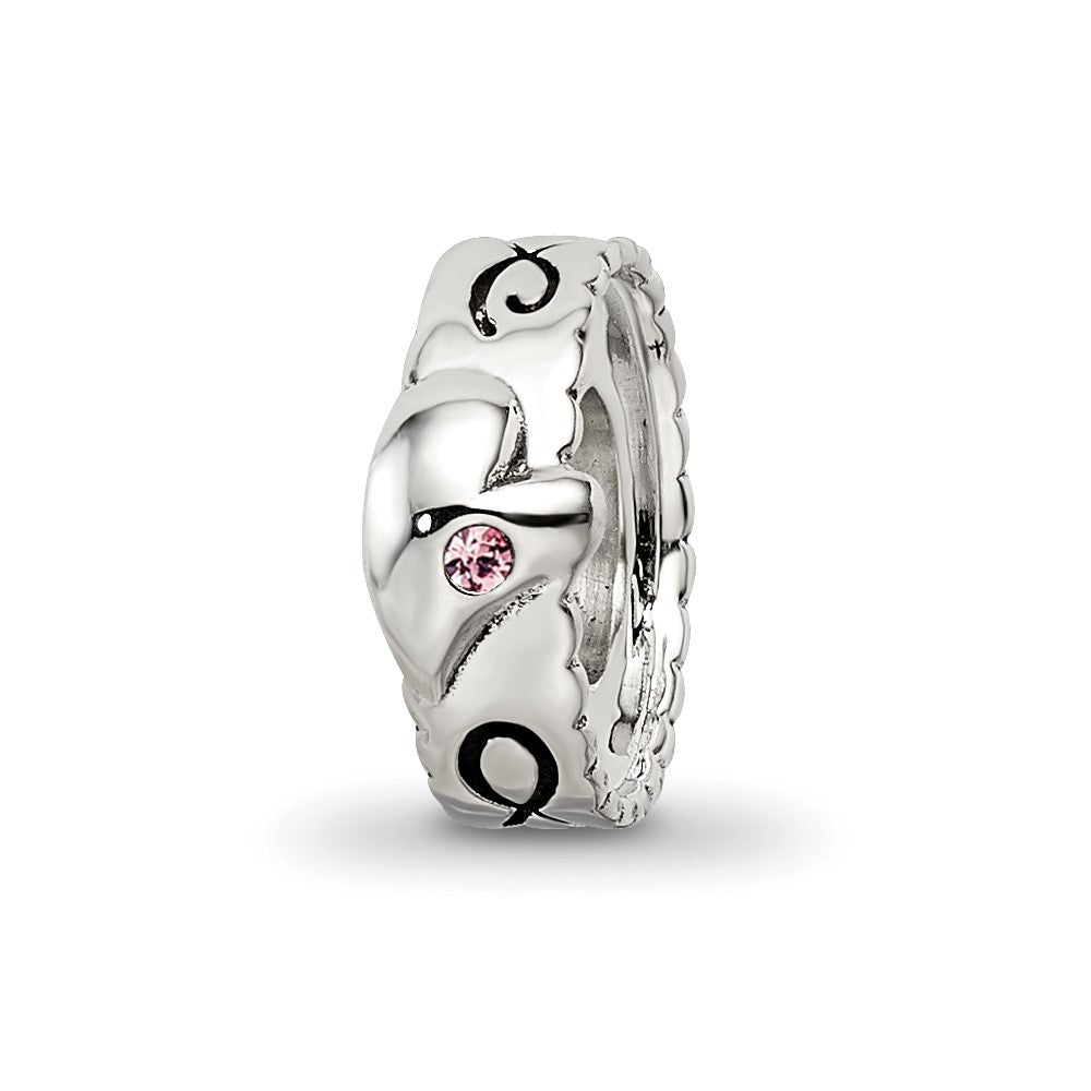 Sterling Silver Reflections Pink Crystal Heart Infinity Spacer Bead