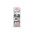 Sterling Silver Reflections Pink Enameled Hearts Love Amour Spacer Bead