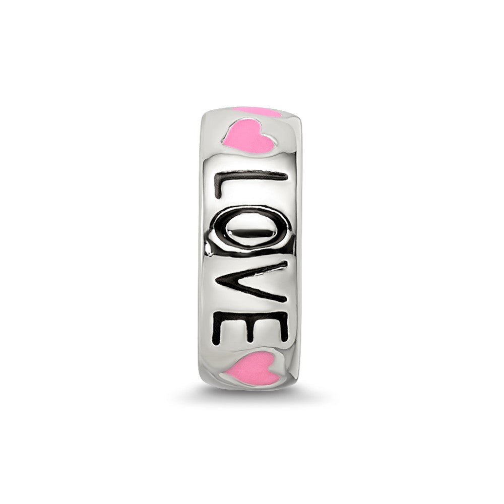 Sterling Silver Reflections Pink Enameled Hearts Love Amour Spacer Bead