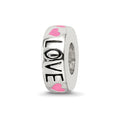 Sterling Silver Reflections Pink Enameled Hearts Love Amour Spacer Bead