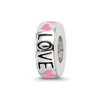 Sterling Silver Reflections Pink Enameled Hearts Love Amour Spacer Bead