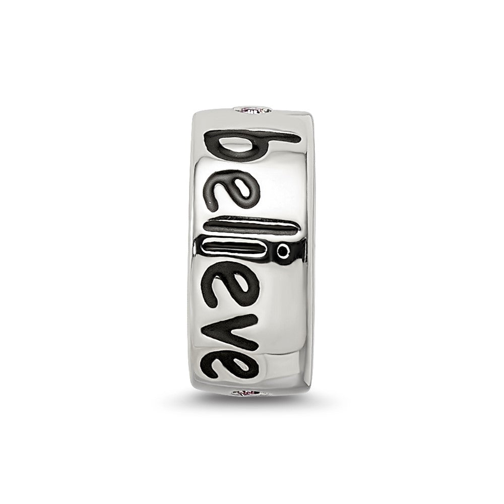 Sterling Silver Reflections Pink Crystal Believe Spacer Bead