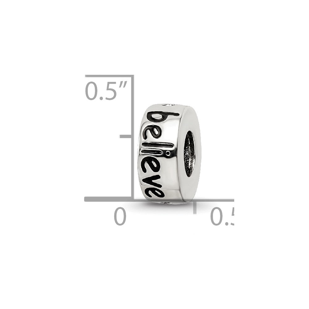 Sterling Silver Reflections Pink Crystal Believe Spacer Bead