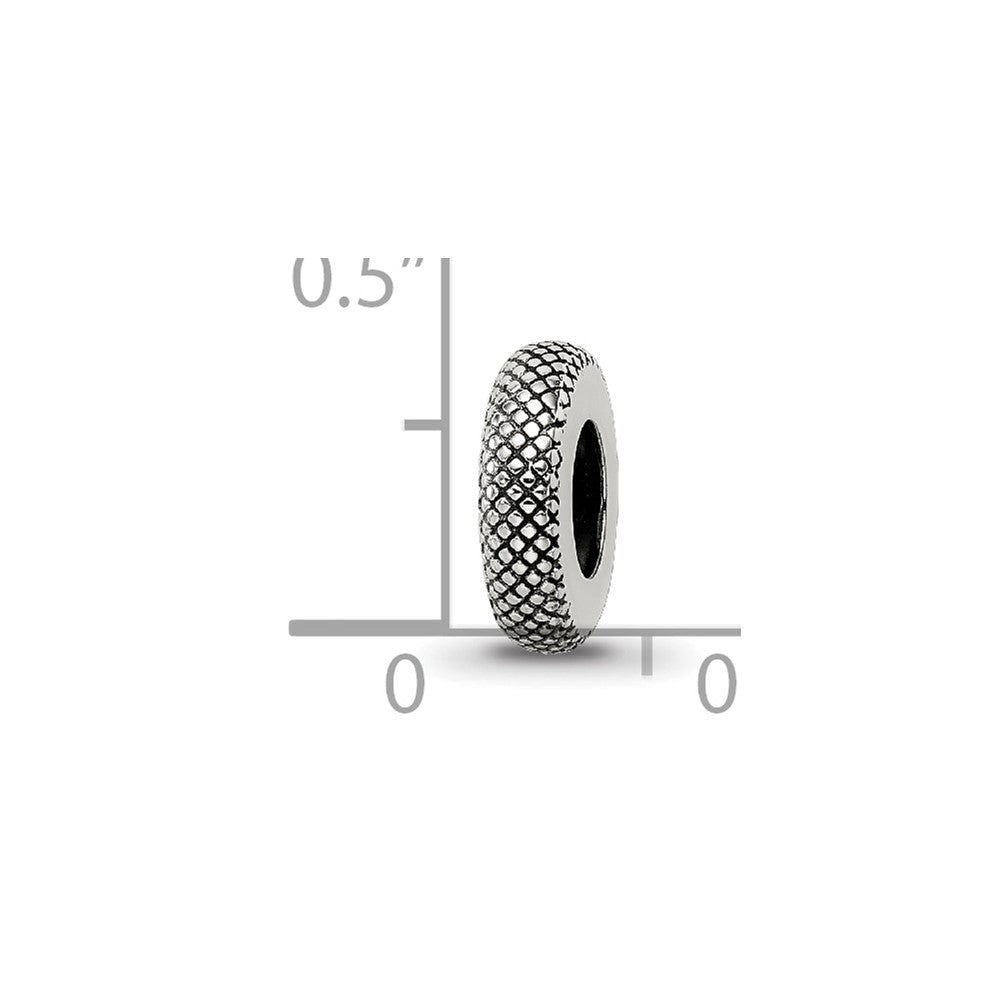 Sterling Silver Reflections Antiqued Textured Gripper Bead