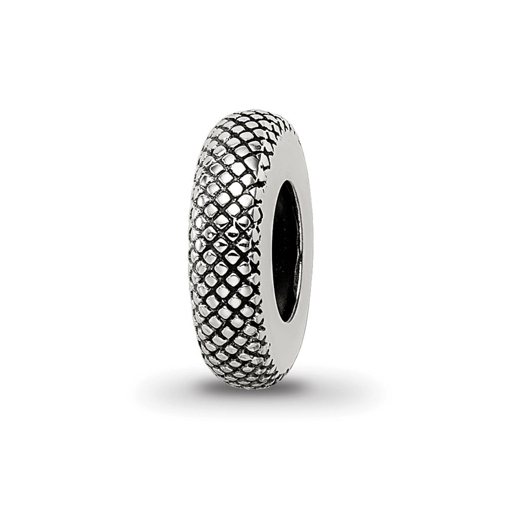 Sterling Silver Reflections Antiqued Textured Gripper Bead