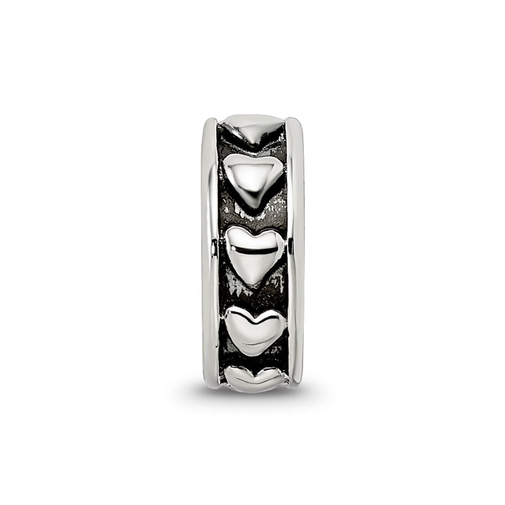 Sterling Silver Reflections Antiqued Hearts Gripper Bead