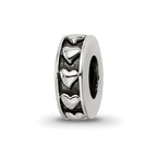 Sterling Silver Reflections Antiqued Hearts Gripper Bead