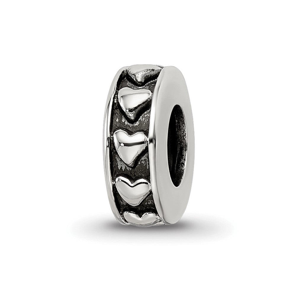 Sterling Silver Reflections Antiqued Hearts Gripper Bead