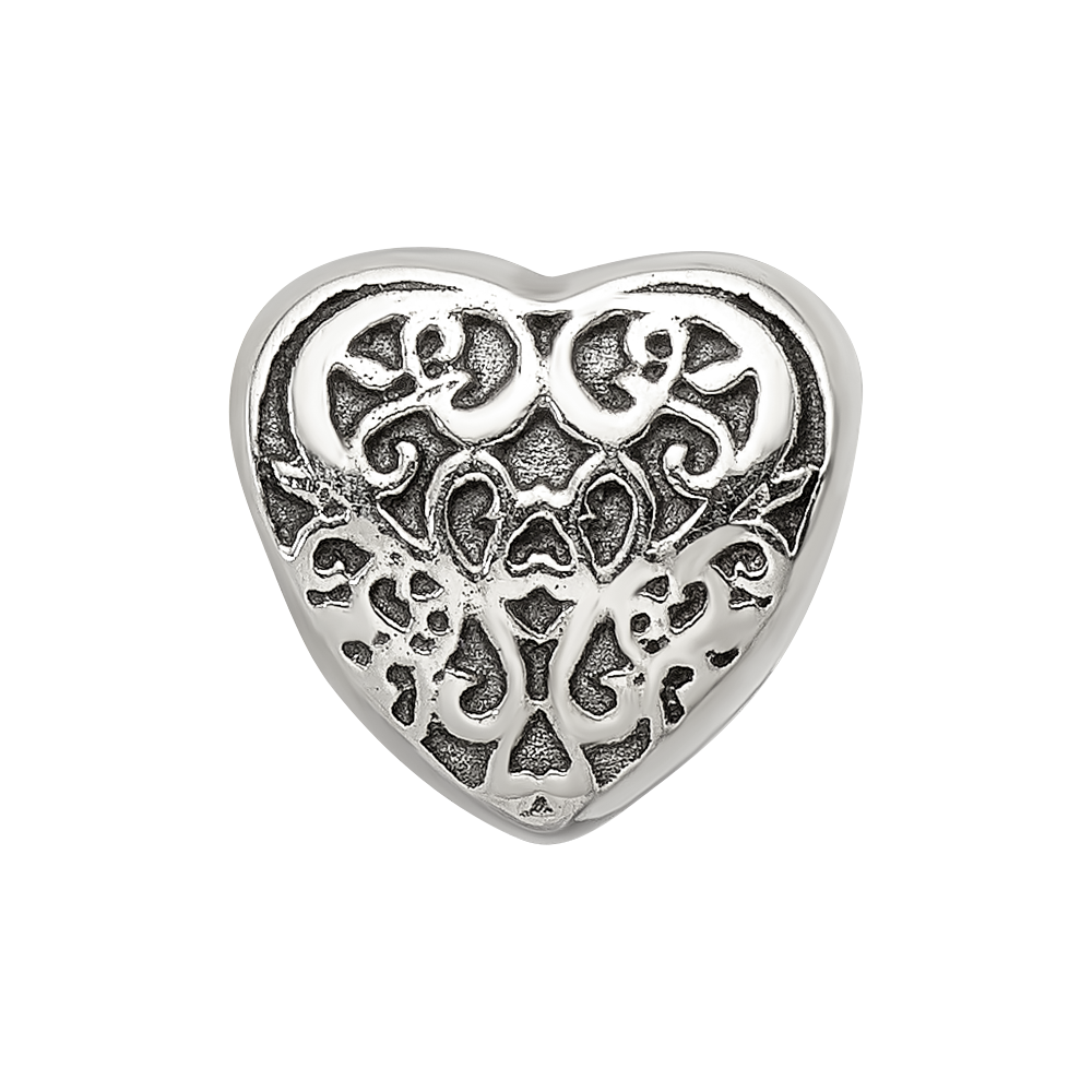 Sterling Silver Reflections Filigree Heart Bead