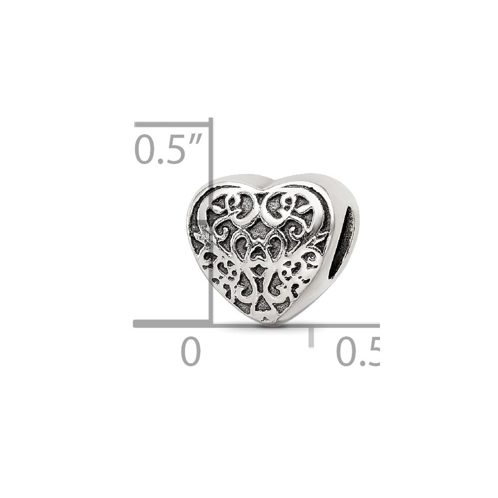 Sterling Silver Reflections Filigree Heart Bead