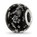 Sterling Silver Reflections Rhodium-plated Bubbles Black Glass Bead