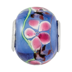 Sterling Silver Reflections Rh-plated Butterfly Pink Floral Blue Glass Bead