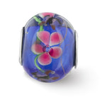 Sterling Silver Reflections Rh-plated Butterfly Pink Floral Blue Glass Bead