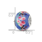 Sterling Silver Reflections Rh-plated Butterfly Pink Floral Blue Glass Bead