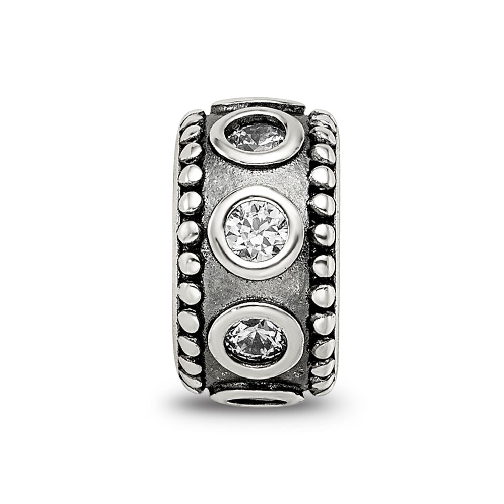 Sterling Silver Reflections CZ Antiqued Bali Bead
