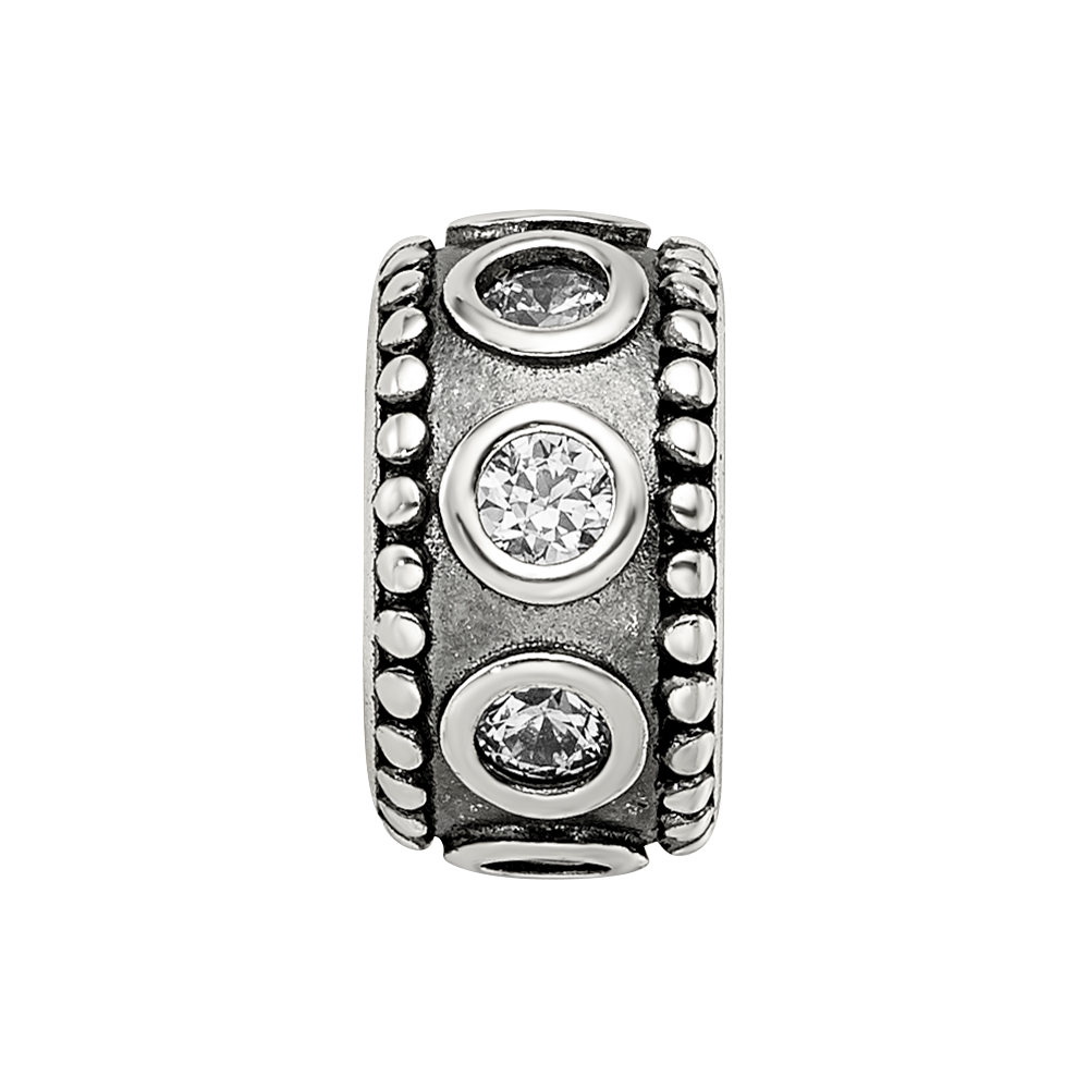 Sterling Silver Reflections CZ Antiqued Bali Bead